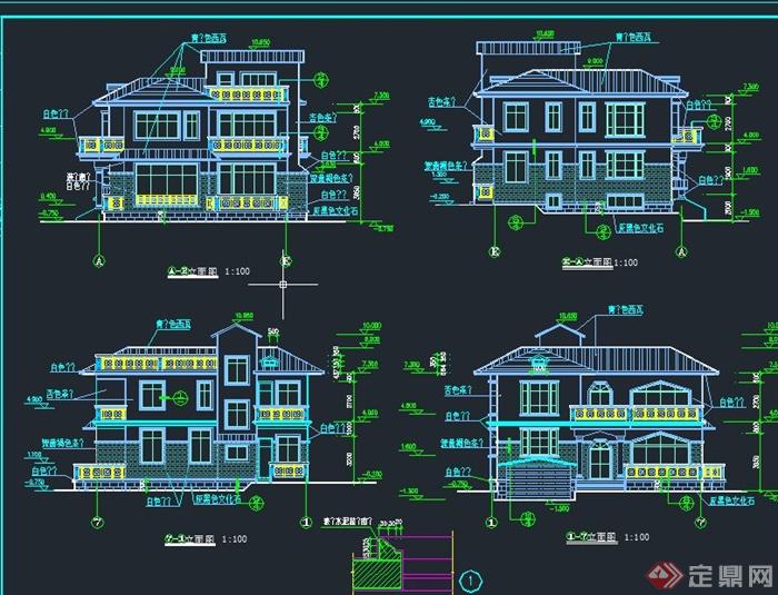 三层精致别墅建筑设计CAD施工图(1)