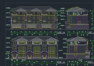 三层独立联排别墅建筑设计CAD施工图