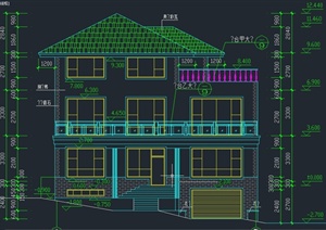 三层别墅建筑平立面设计CAD图