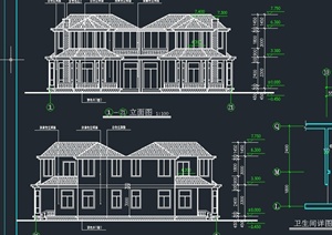 两层欧式双拼别墅建筑设计CAD施工图
