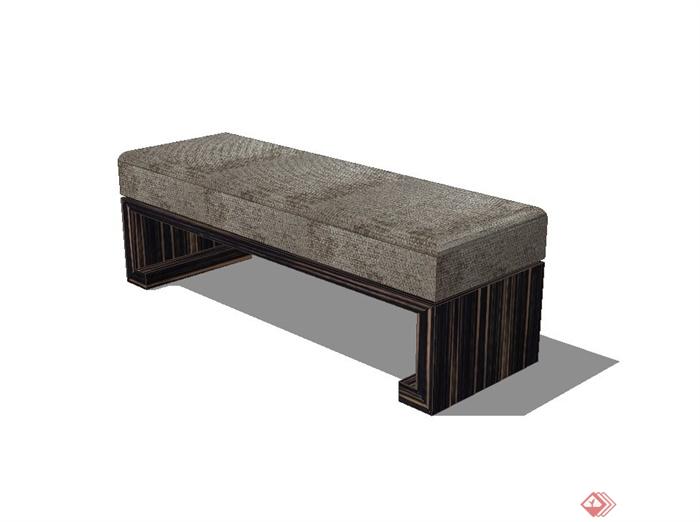现代风格长条沙发凳设计su模型(1)