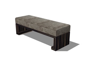 现代风格长条沙发凳设计SU(草图大师)模型