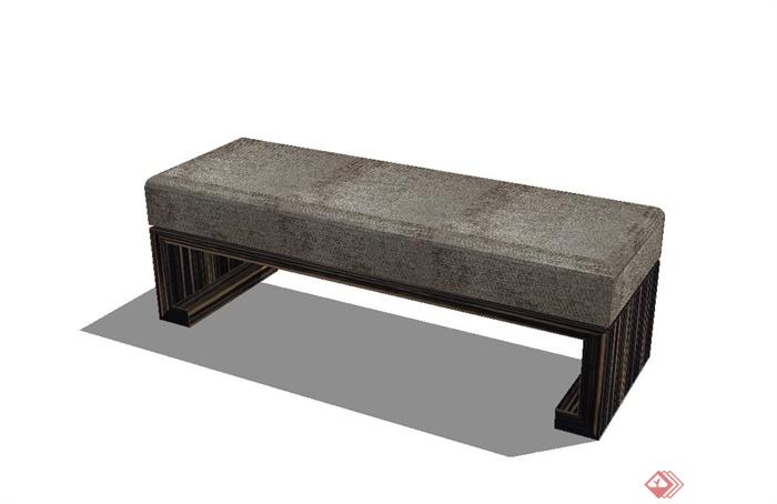 现代风格长条沙发凳设计su模型(3)