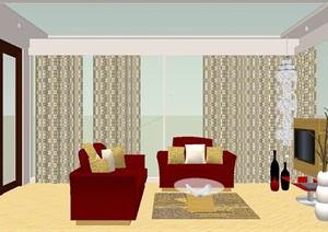 某现代风格室内客厅设计SU(草图大师)模型