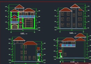三层精致小别墅建筑设计CAD施工图