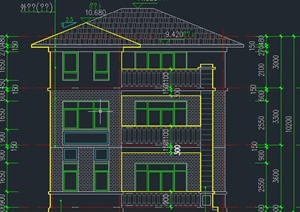 三层中式风格独栋别墅建筑设计CAD施工图