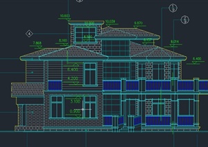 三层简欧风格小型别墅建筑设计CAD施工图