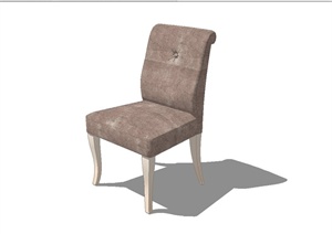现代木质布艺椅子设计SU(草图大师)模型