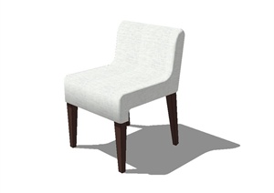 现代简约白色布艺材质椅子设计SU(草图大师)模型