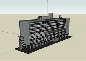 某现代多层公寓楼建筑设计SU(草图大师)模型