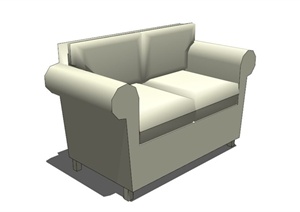 双人布艺沙发设计SU(草图大师)模型