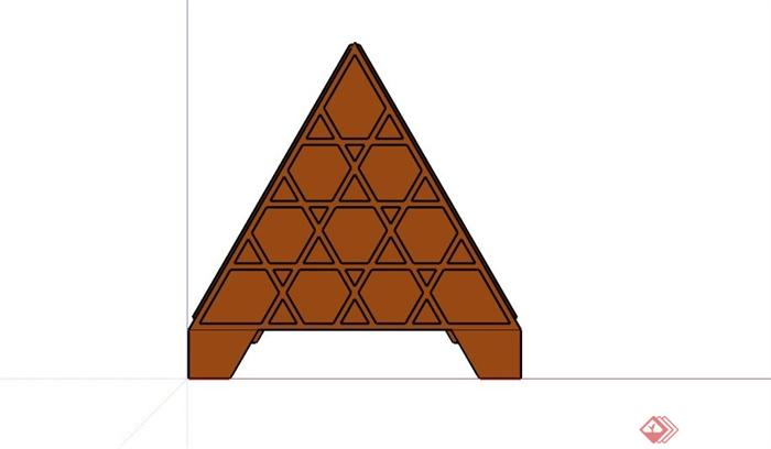 现代三角形镂空酒柜设计SU模型(3)