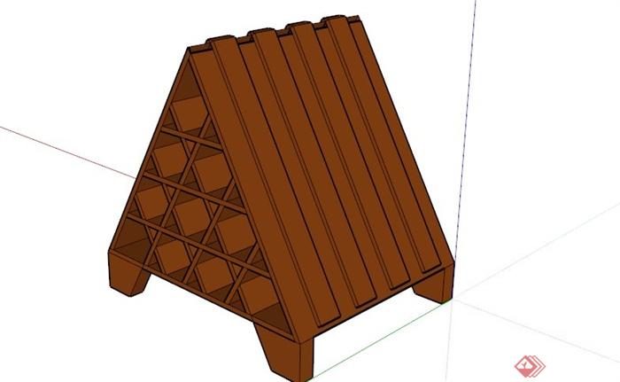 现代三角形镂空酒柜设计SU模型(1)