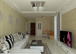 现代简约住宅室内设计SU(草图大师)模型+效果图