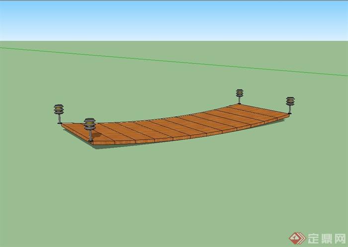 某现代无栏杆景观园桥设计su模型(2)