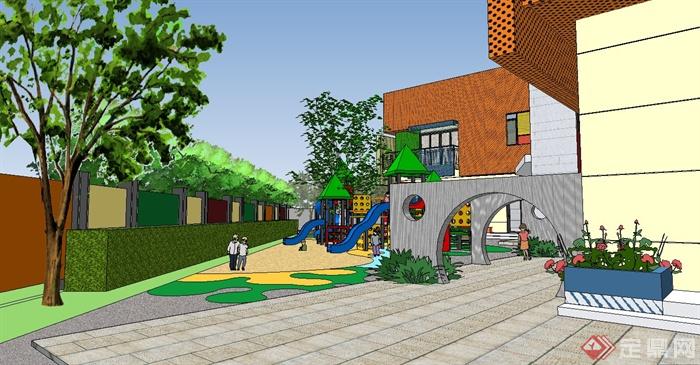 某城市现代幼儿园建筑设计su模型(4)