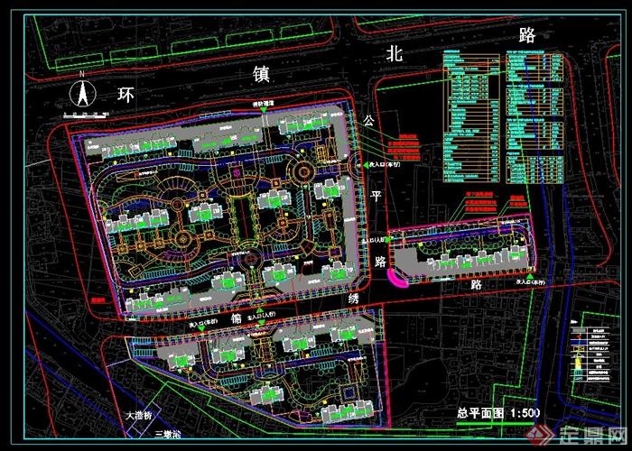 某现代环镇北路小区规划方案设计cad总图[原创]