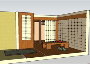 某日式室内餐厅设计SU(草图大师)模型
