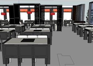某现代室内餐厅空间设计SU(草图大师)模型