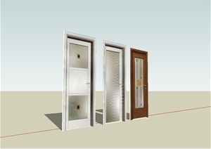 三种不同款式的室内装饰门设计SU(草图大师)模型