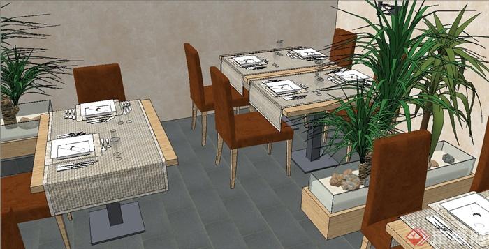 某现代风格室内餐厅装饰设计SU模型(2)
