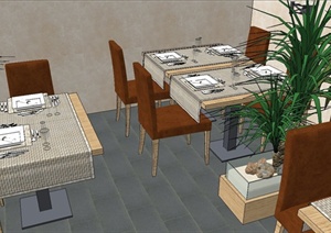 某现代风格室内餐厅装饰设计SU(草图大师)模型