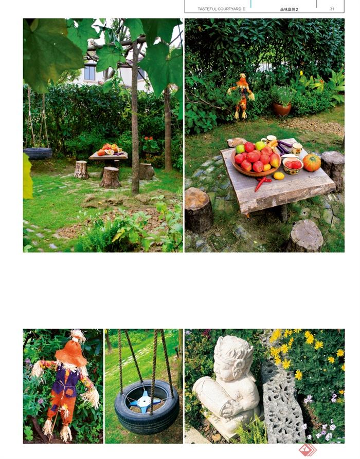 庭院景观,庭院花园,桌凳,人物雕塑,秋千
