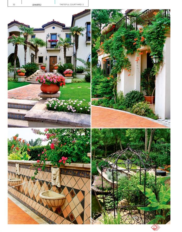 庭院花园,庭院,庭院景观,花钵,景墙
