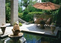 庭院,庭院景观,庭院花园,水池,喷泉水池,伞桌椅