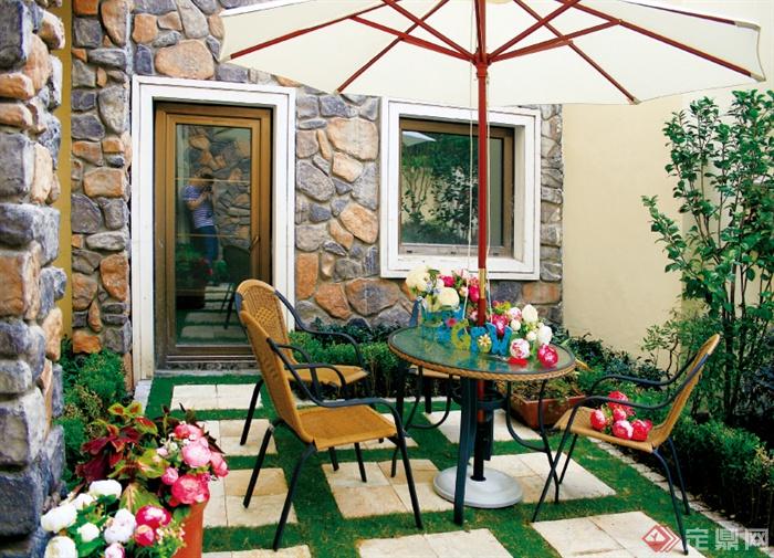 私家庭院,庭院,庭院景观,伞桌椅