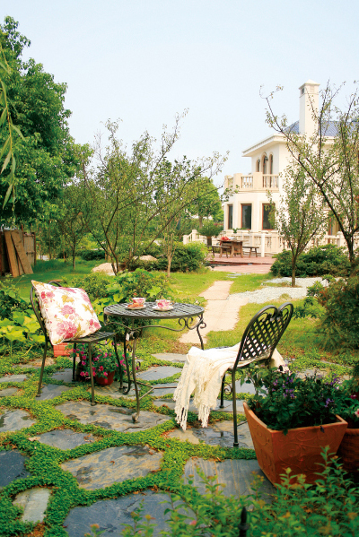 庭院,庭院花园,私家庭院,桌椅,盆栽