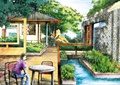 庭院景观,庭院设计,水池景观,木平台