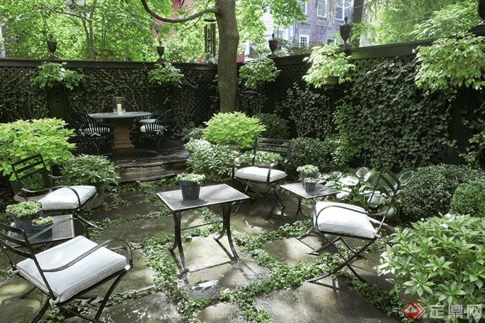 庭院景观,庭院设计,桌椅组合,绿化带