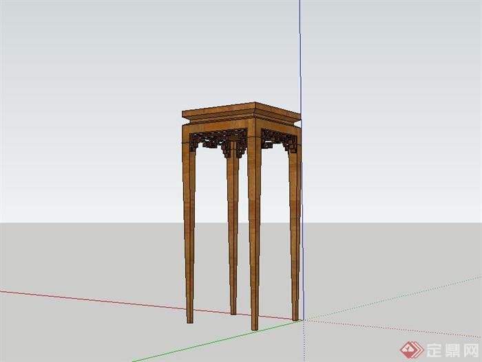 古典中式高脚凳设计su模型(2)