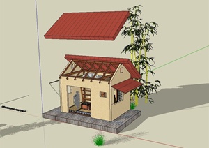 某日式风格两层小住宅楼建筑设计SU(草图大师)模型