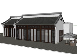 某古典中式餐饮建筑设计SU(草图大师)模型