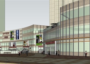 商业步行街建筑设计SU(草图大师)模型