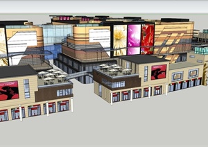 现代精致商业街建筑设计3d模型