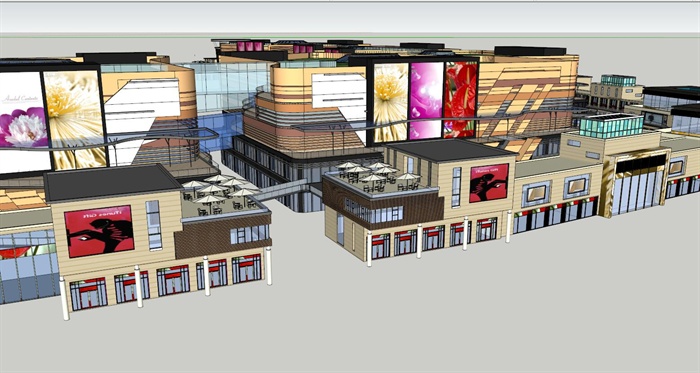 现代精致商业街建筑设计3d模型