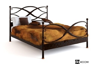 某欧式风格双人床设计3d模型