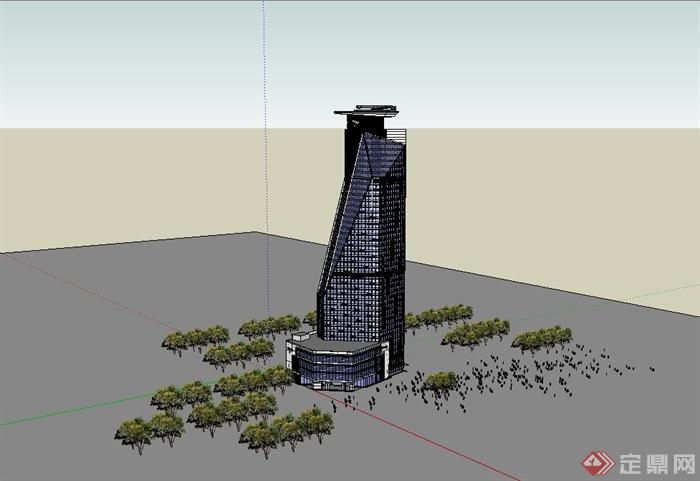 某现代高层大厦酒店建筑设计su模型(2)