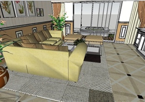 一套美式室内装潢方案sketchup精致设计模型