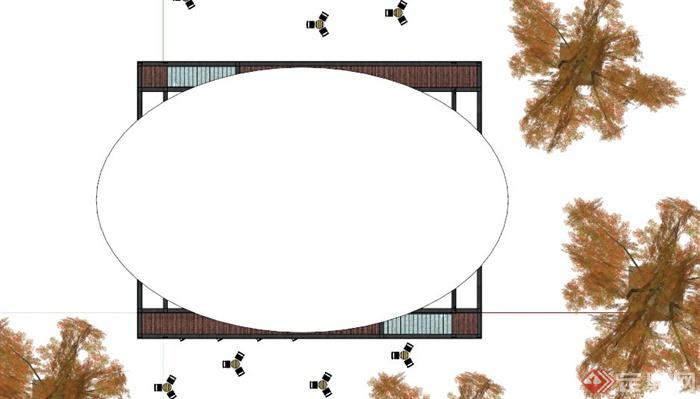 现代多层咖啡厅艺术建筑SU模型(2)