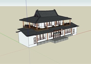 某古典中式风格酒楼餐馆建筑设计SU(草图大师)模型