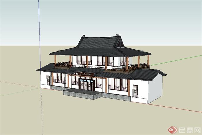 某古典中式风格酒楼餐馆建筑设计su模型(2)