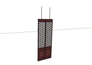 古典中式木质镂空屏风设计SU(草图大师)模型