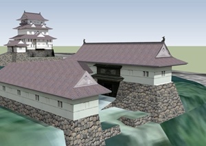 某日本文化古建筑设计SU(草图大师)模型