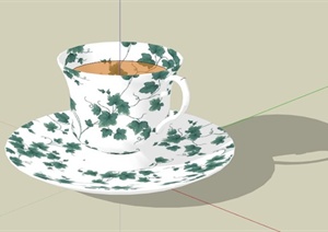 花卉图案茶杯茶碟SU(草图大师)模型