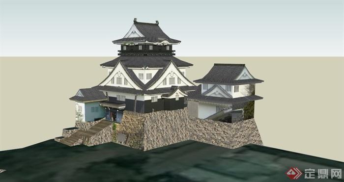 日本住宅古建筑群设计SU模型(1)