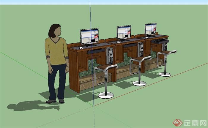 咖啡店电脑上网区设计SU模型(2)